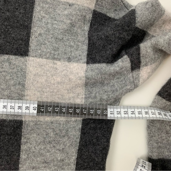 Nicole Miller Cashmere Sweater Gray Checkered Squares Sz Medium Mock Neck Soft - Picture 6 of 10